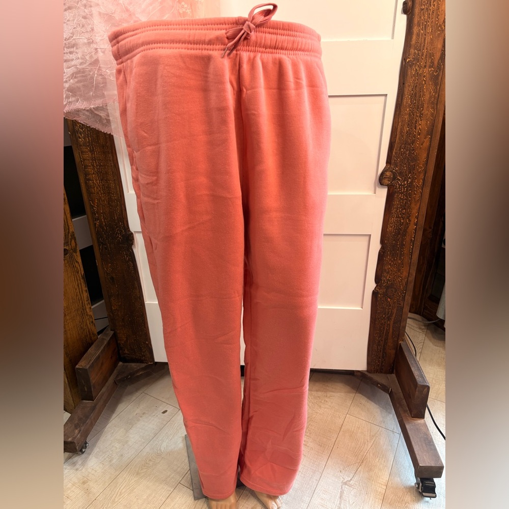 Essentials Women's Pants Soft Coral Drawstring Waist Large 100% Polyester
